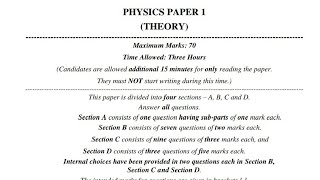 ISC PHYSICS SPECIMEN PAPER  20232024 ISC CLASS 12  PHYSICSPART 1 [upl. by Bounds616]