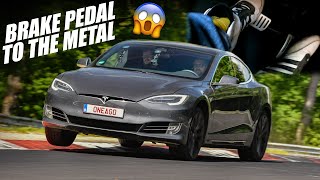 NO BRAKES Tesla Model S Raven Still No Good for the Ring [upl. by Aicilic913]