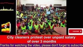 City cleaners protest over unpaid salary of over 3 months kcca kampalanews [upl. by Bonns483]