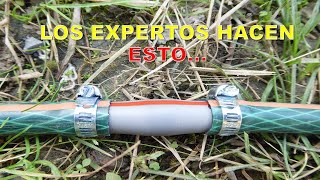 Como unir o acoplar MANGUERAS DE AGUA con un TROZO de tubo PVC EXCELENTEMENTE [upl. by Boyes364]