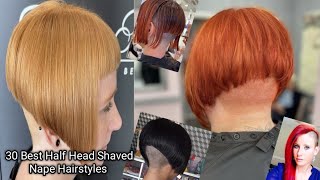 Cute Half Head Shaved Nape Bob Haircuts and Full Head Shaved Nape Bob Haircuts Best Hairstyles girl [upl. by Derrick128]