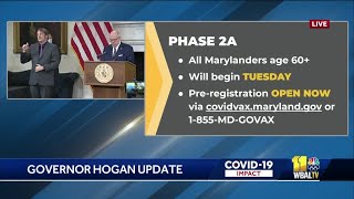 Hogan announces when Phase 2 will begin for COVID19 vaccines [upl. by Einnov]