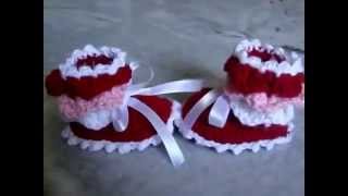 Crochet Baby booties shoes socks crocodile stitch [upl. by Noedig]