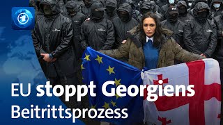 EU legt Georgiens Beitrittsprozess vorerst auf Eis [upl. by Ocer951]