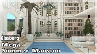 BLOXBURG Mega Summer Mansion Speedbuild interior  full tour Roblox House Build [upl. by Manley]