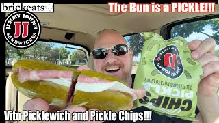 Jimmy Johns NEW Vito Picklewich amp Pickle Chips Its a sandwich on a pickle brickeats [upl. by Aneekal]