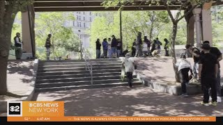 Community thrilled to be back at Brooklyn Banks skate park [upl. by Gunas706]