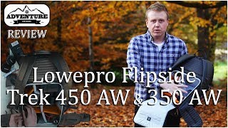 Review Lowepro Flipside Trek 450 AW camera backpack amp 350 AW comparison [upl. by Laris]