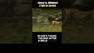 Being a Mom isnt easy in the wild Brave Lioness vs a confusion of wildebeests [upl. by Yltneb]