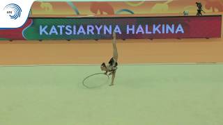 Katsiaryna HALKINA BLR  2018 Rhythmic Europeans all around final hoop [upl. by Acinor]