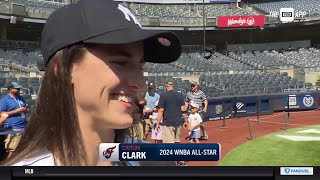 Caitlin Clark on the field at Yankee Stadium [upl. by Barron172]