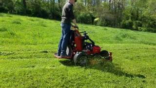 Toro 52 Grand Stand mower cutting thick grass [upl. by Ciredor]