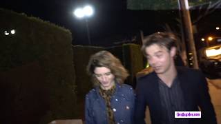 Actors Charlie Heaton and Natalia Dyer are seen leaving the crowded Maxfields party in LA [upl. by Savell]