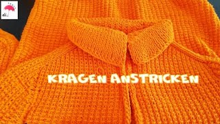 Kragen anstricken Strick Jacke am Stück mit Sattelschulter Raglan RvO  Teil 9 [upl. by Nylodam]