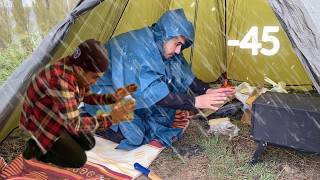 EXTREME Winter Snow Storm Camping 45° Solo Camping 4 Days  Snowstorm amp ALASKA CAMP [upl. by Power]