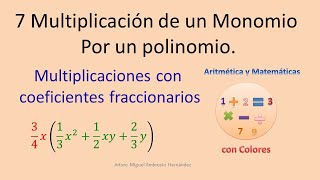 7 Monomios por Polinomios Multiplicaciones con coeficientes fraccionarios Con colores [upl. by Marlyn888]