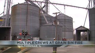 Grain bin fire in Waltonville IL [upl. by Eulalee]