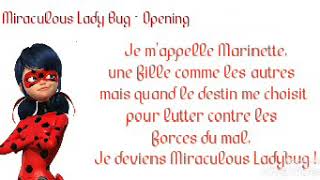 Miraculous Lady Bug  Opening Lyrics [upl. by Cohberg]