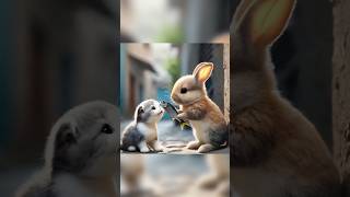 😺kitten and Rabbit 🐰😿friendship kitten cats aicat funny shortvideo family short [upl. by Hibbert]