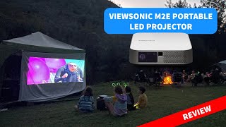 ViewSonic M2e Portable LED Projector Review Is it good camping [upl. by Sollie809]