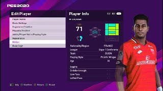 Mounir Chouiar face e football pes 2020 Dijon [upl. by Eirek]