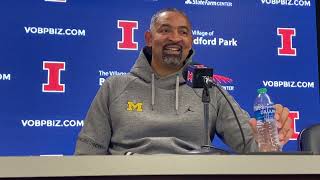 Illinois postgame Michigan coach Juwan Howard and Olivier Nkamhoua [upl. by Aicilra697]