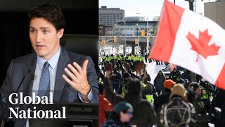 Global National Nov 25 2022  Trudeau defends invoking Emergencies Act to end quotFreedom Convoyquot [upl. by Pall]