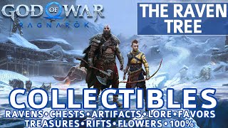 God of War Ragnarok  The Raven Tree All Collectible Locations Chests Artifacts Ravens  100 [upl. by Inaboy]