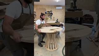 My very first wood round table  woodworking woodtable [upl. by Eirollam]