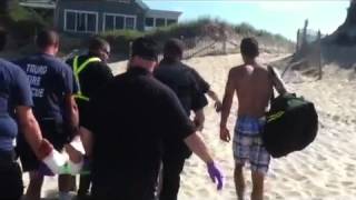 Shark bite victim carried off Ballston Beach [upl. by Zetra]