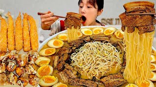 깊고 진한 돈코츠라멘에 두꺼운 차슈계란 왕창 추가🍜 새우튀김에 타코야끼까지 Tonkotsu ramen MUKBANG ASMR [upl. by Mukul]