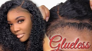 TRULY GLUELESS LACE FRONTAL WIG INSTALL  NO GELS OR SPRAYS ELASTIC BAND METHODAMAZON NADULA HAIR [upl. by Atsocal]