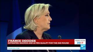 France Presidential Election Farright leader Marine Le Pen addresses supporters [upl. by Killy]