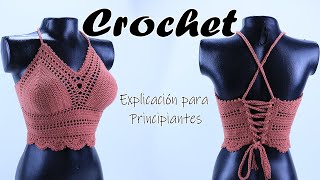 Top tejido a crochet copas triangulares Ideal para principiantes [upl. by Balfour]