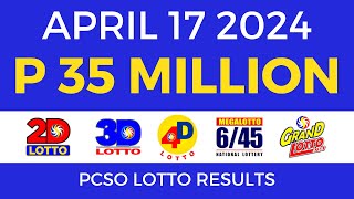 Lotto Result Today 9pm April 17 2024 PCSO [upl. by Marciano511]