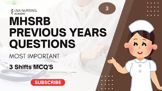 MHSRB STAFF NURSE PREVIOUS YEAR QUESTIONS 40 MCQS [upl. by Xineohp850]