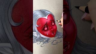 Heart Face colored pencil drawing process art video ♥️ illustration valentinesday cuteart [upl. by Annadiane541]