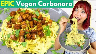 EASY VEGAN CARBONARA RECIPE 15 minutes or less [upl. by Haridan243]