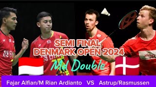 Fajar AlfianM Rian Ardianto INA VS AstrupRasmussenDEN Semi final Denmark Open 2024 Md Double [upl. by Arimihc]