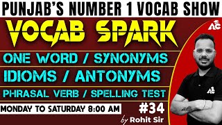 Master Vocabulary for SSC amp Punjab State Exams  VOCAB SPARK with Rohit Sain Sir 34 [upl. by Siocnarf]