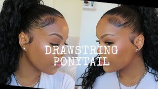 CURLY DRAWSTRING PONYTAIL  EASY amp FAST HAIR TUTORIAL [upl. by Semyaj]