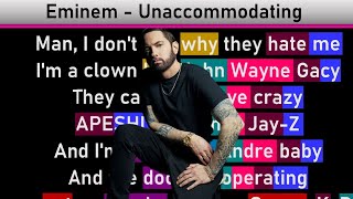 Eminem on quotUnaccommodatingquot Rhyme Scheme [upl. by Hsara]