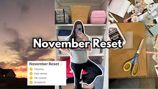 NOVEMBER MONTHLY RESET 🎧 linen closet declutter goal setting scrapbooking amp more  plan with me [upl. by Ileek188]