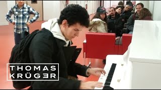 Thomas Krüger – Flashmob Piano Medley at French Airport ParisOrly [upl. by Airahs]