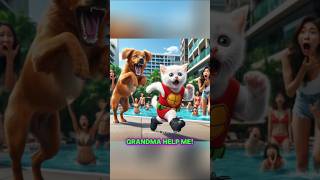 Cat’s Day with Grandma and Poolside Pranks 🐱🐕catstory cat catvideos meow [upl. by Essam918]