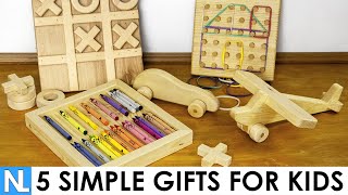 🎁 5 Simple Gifts Made from Wood for Kids  DIY woodworking [upl. by Cheke]