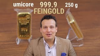 GOLDBARREN VON UMICORE 250g  Gold kaufen vom renommierten Hersteller Review [upl. by Cosimo34]