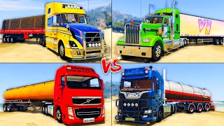 GTA 5 COLOR TRUCKS Comparison  American Truck vs Scania vs Volvo vs Hauler  Which is best [upl. by Annahael]