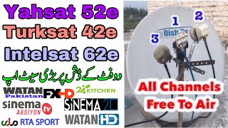 How to set Intelsat 902 at 62e Yahsat 52e Turksat 42e  side lnb Intelsat62e [upl. by Ennovad287]