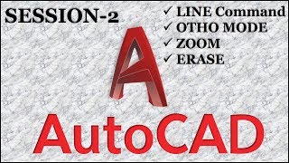 HindiAutoCAD SESSION2  LINE COMMAND ORTHO MODE ZOOM ERASE [upl. by Yazbak]